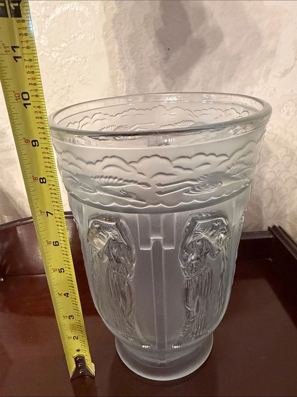 Art Deco Unmarked Frosted Glass Danaides Vase
